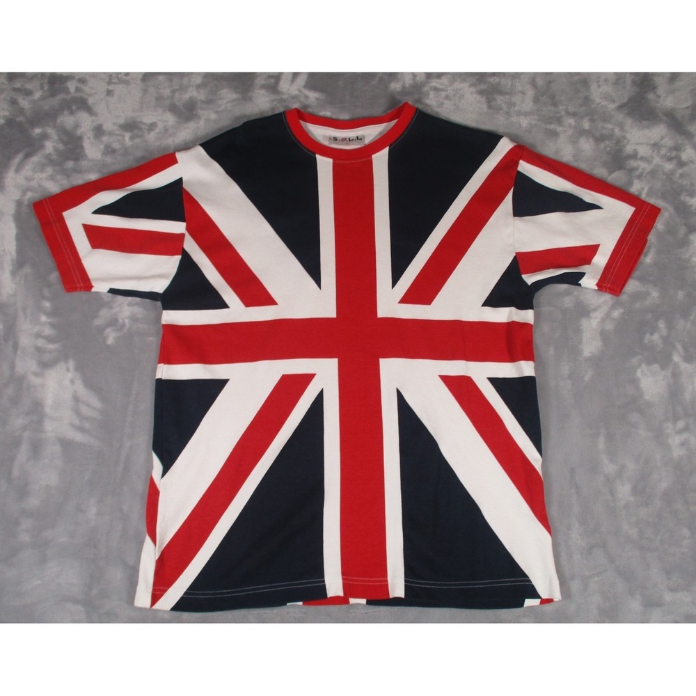 Vintage S.O.L.L. Souvenir of London 100% Cotton Union Jack Flag T-shirt Large